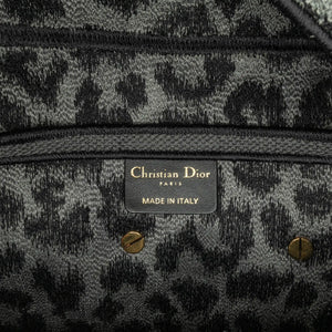 Dior Saddle Bag Medium Gray Leopard Mizza Embroidered Canvas