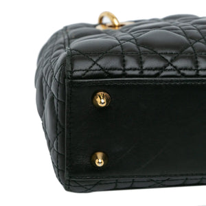 Dior Lady Dior Small Black Cannage Lambskin Gold