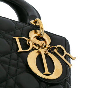 Dior Lady Dior Small Black Cannage Lambskin Gold