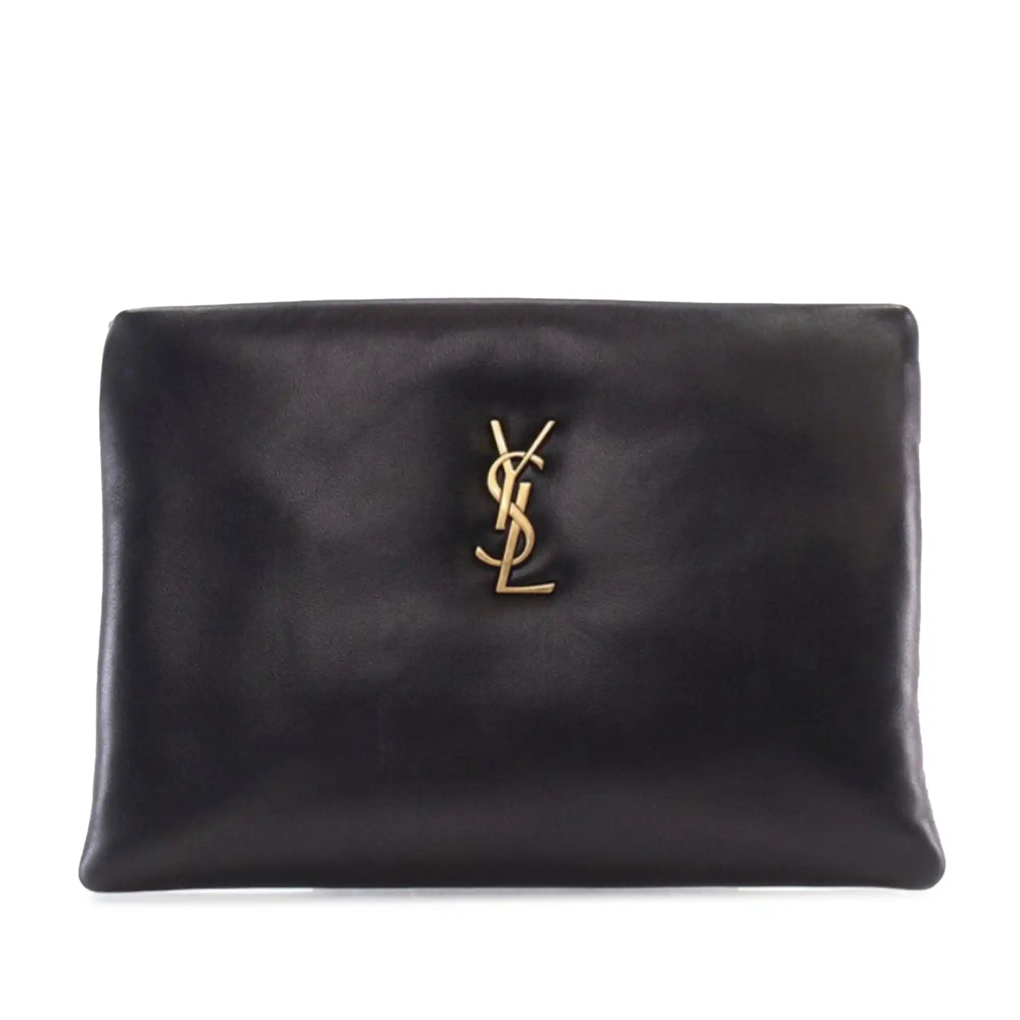 Yves Saint Laurent Calypso Zipped Pouch Small Black Lambskin