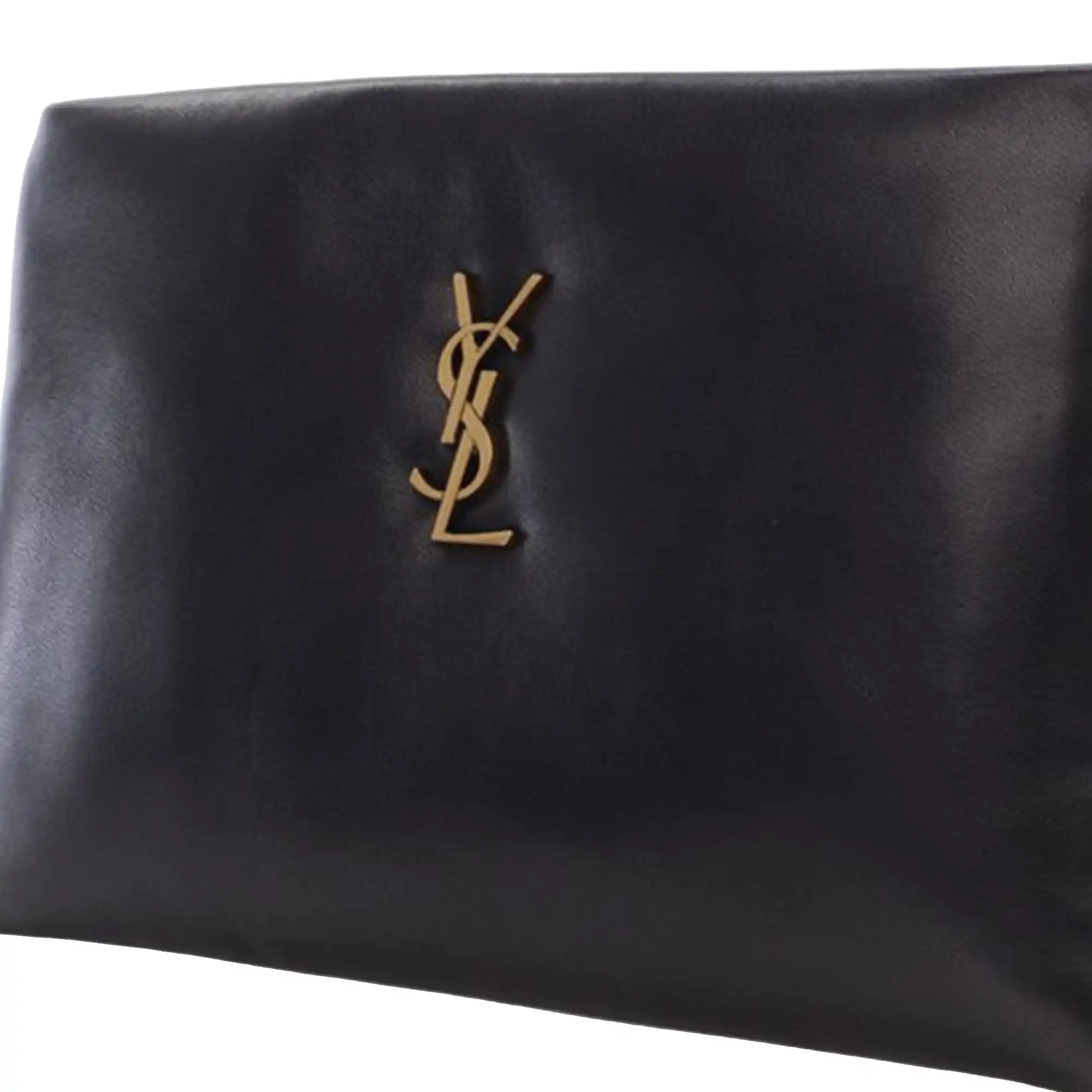 Yves Saint Laurent Calypso Zipped Pouch Small Black Lambskin