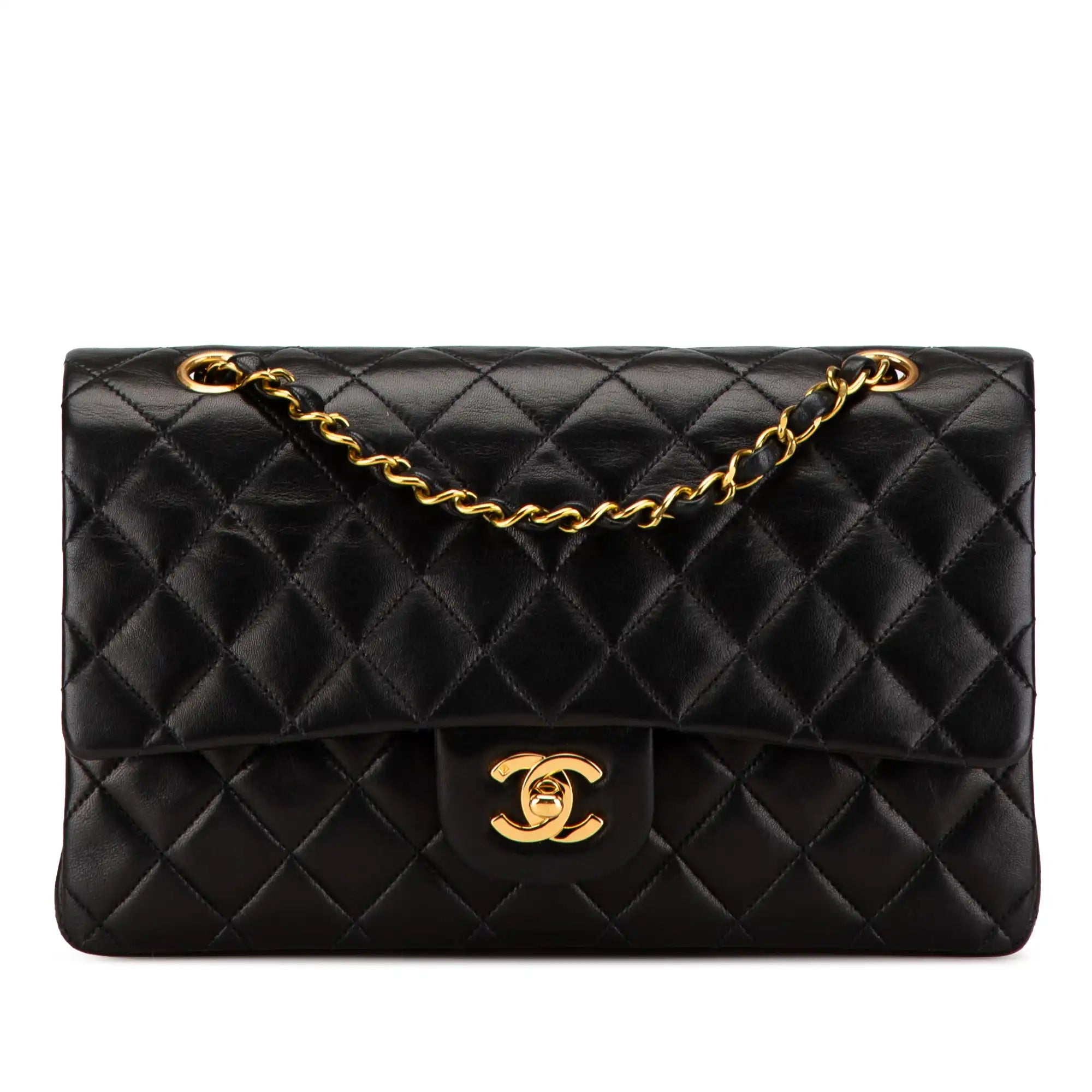 Chanel Classic Double Flap Medium Black Lambskin Gold