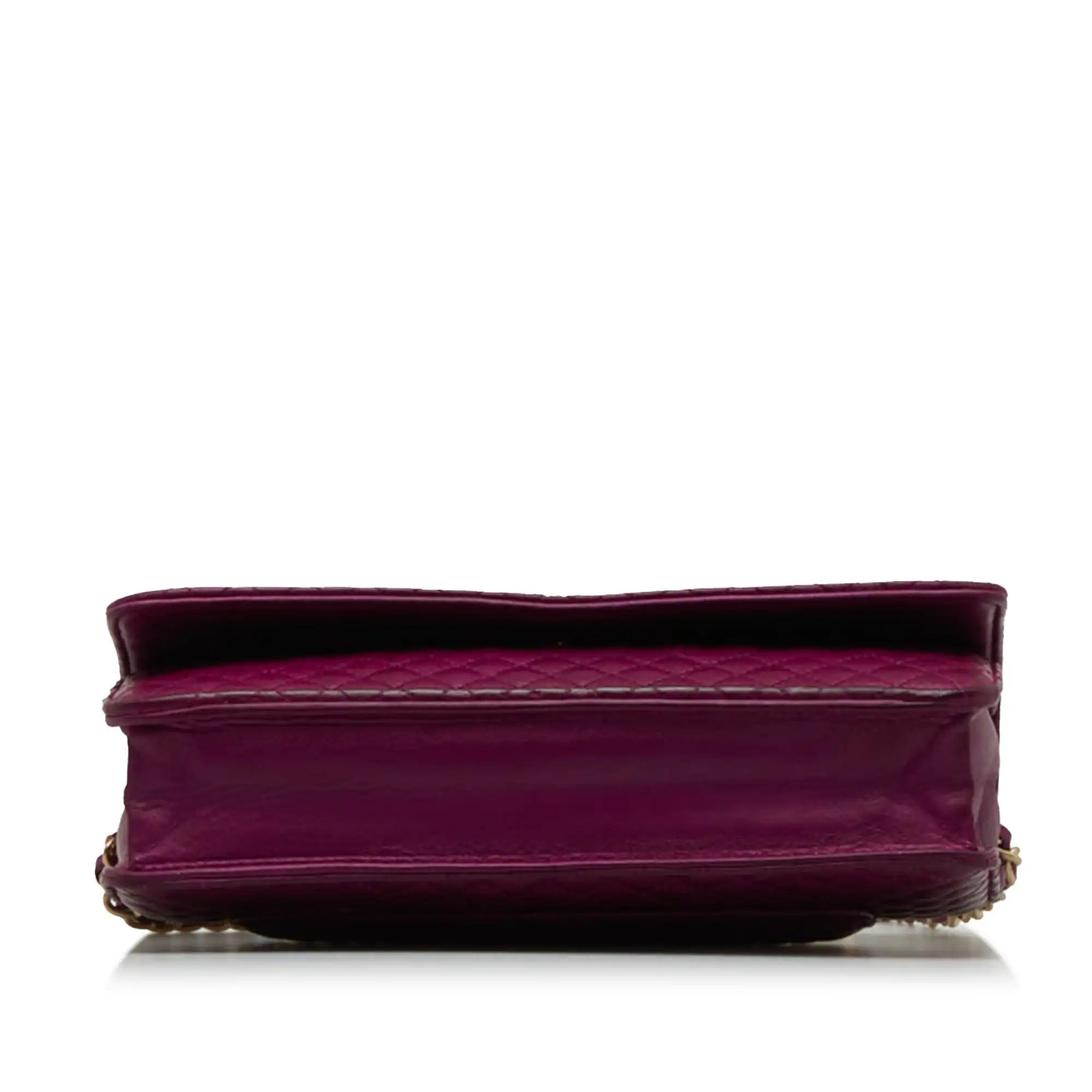 Chanel Camellia Wallet On Chain Purple Lambskin Gold