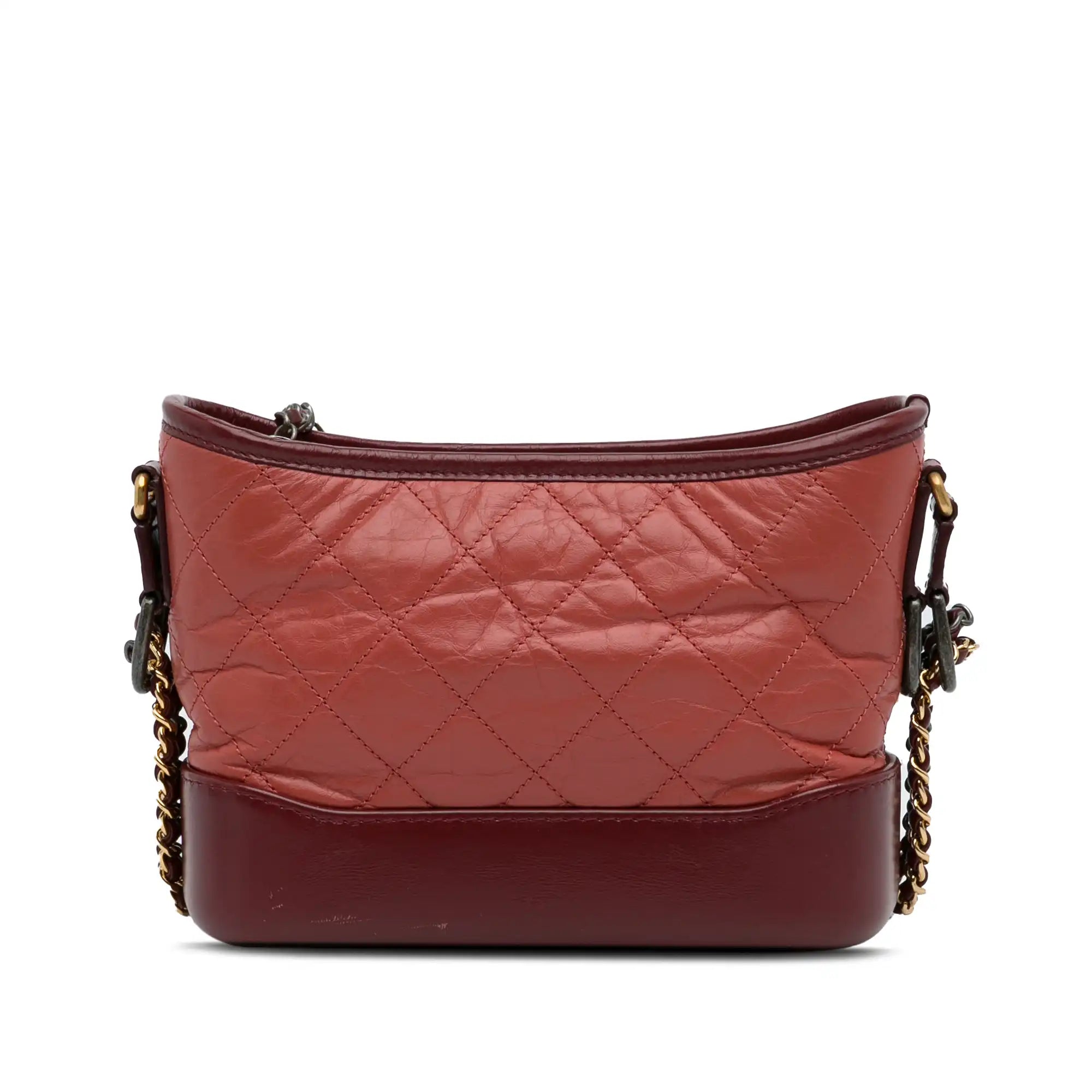Chanel Gabrielle Small Two Color Red Chevron Lambskin Gold