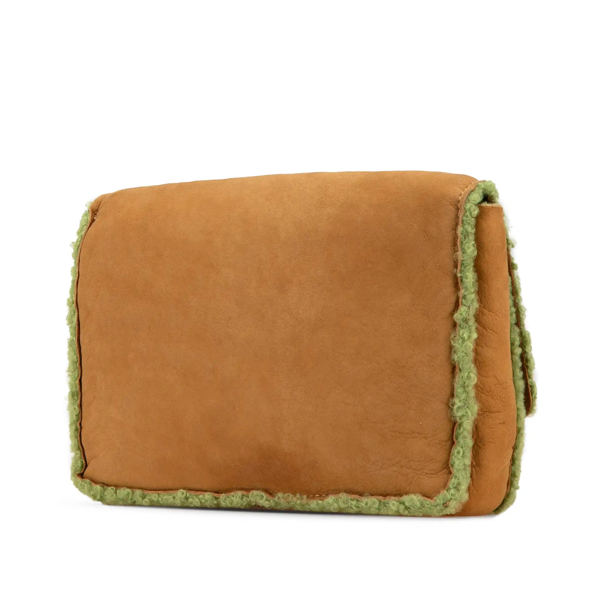 Chanel CC Clutch Beige Suede Green