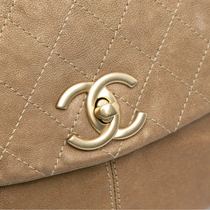 Chanel Trianon Messenger Flap Beige Grained Metallic Calfskin Gold