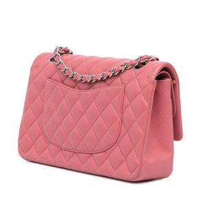 Chanel Classic Double Flap Medium Pink Lambskin Silver