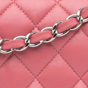 Chanel Classic Double Flap Medium Pink Lambskin Silver