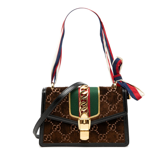 Gucci Sylvie Small Brown Velvet Calfskin
