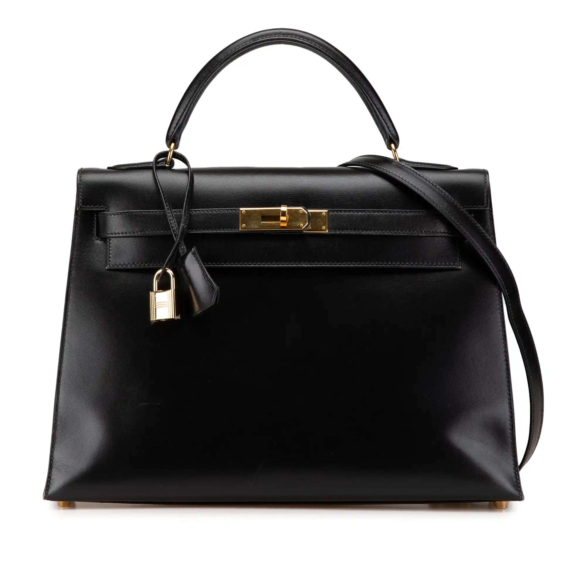 Hermès Kelly Sellier 32 Black Boxcalf Gold