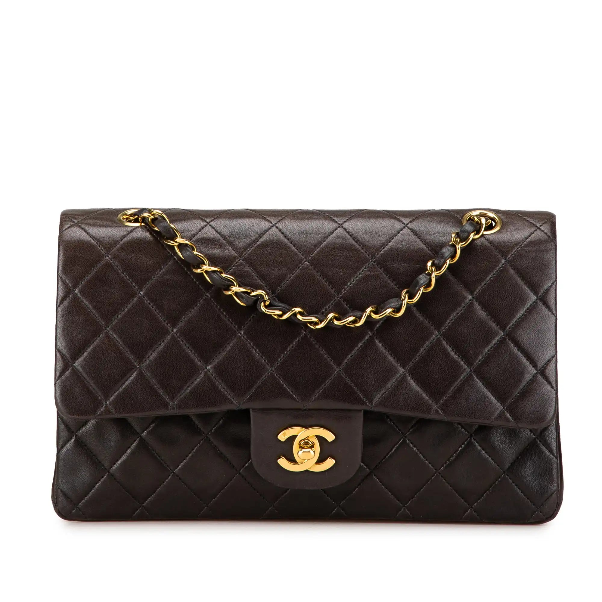 Chanel Classic Double Flap Medium Brown Lambskin Gold