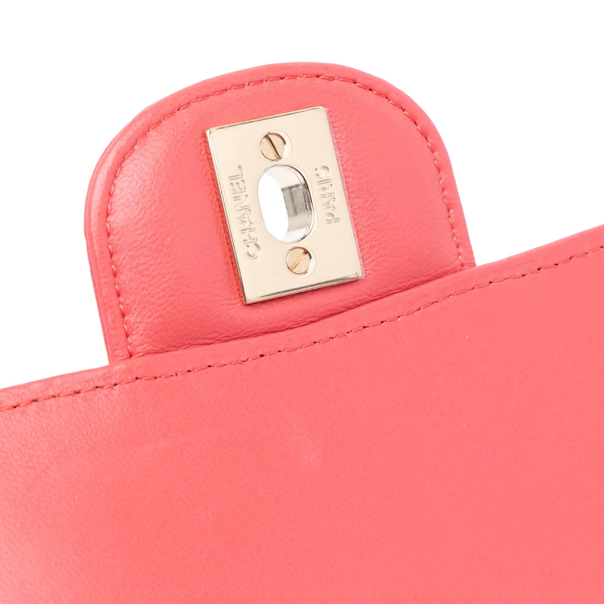 Chanel Classic Double Flap Medium Pink Chevron Lambskin Gold