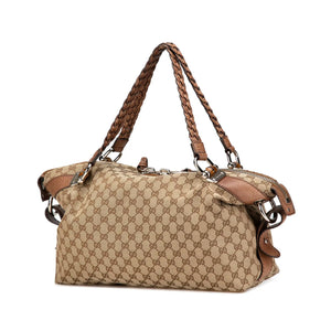 Gucci Bamboo Bar Tote Bag Medium Brown GG Canvas