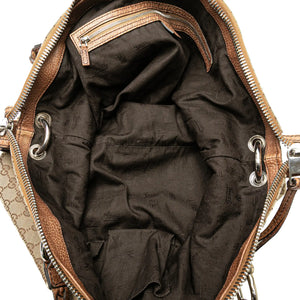 Gucci Bamboo Bar Tote Bag Medium Brown GG Canvas