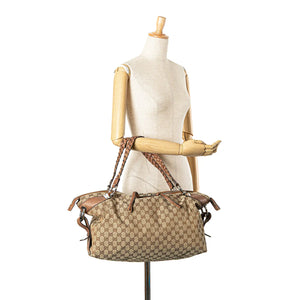 Gucci Bamboo Bar Tote Bag Medium Brown GG Canvas