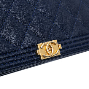 Chanel Boy WOC Blue Caviar Gold