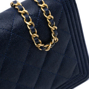 Chanel Boy WOC Blue Caviar Gold