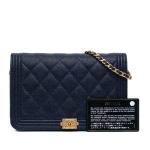 Chanel Boy WOC Blue Caviar Gold