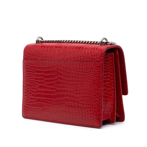 Yves Saint Laurent Sunset Medium Red Croco Embossed Leather