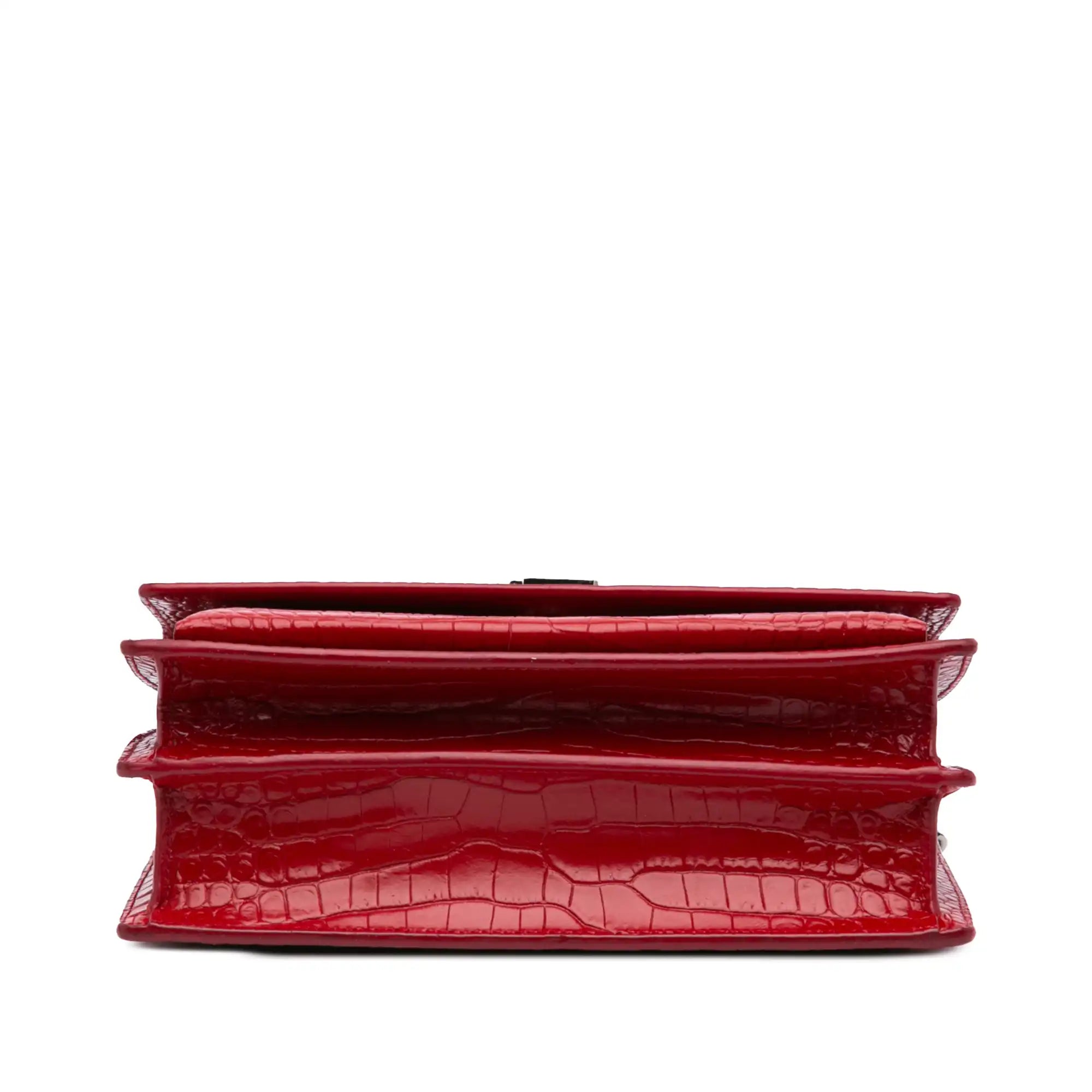 Yves Saint Laurent Sunset Medium Red Croco Embossed Leather