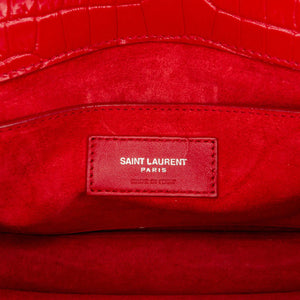 Yves Saint Laurent Sunset Medium Red Croco Embossed Leather