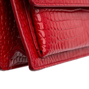 Yves Saint Laurent Sunset Medium Red Croco Embossed Leather