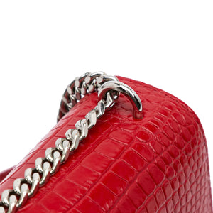 Yves Saint Laurent Sunset Medium Red Croco Embossed Leather