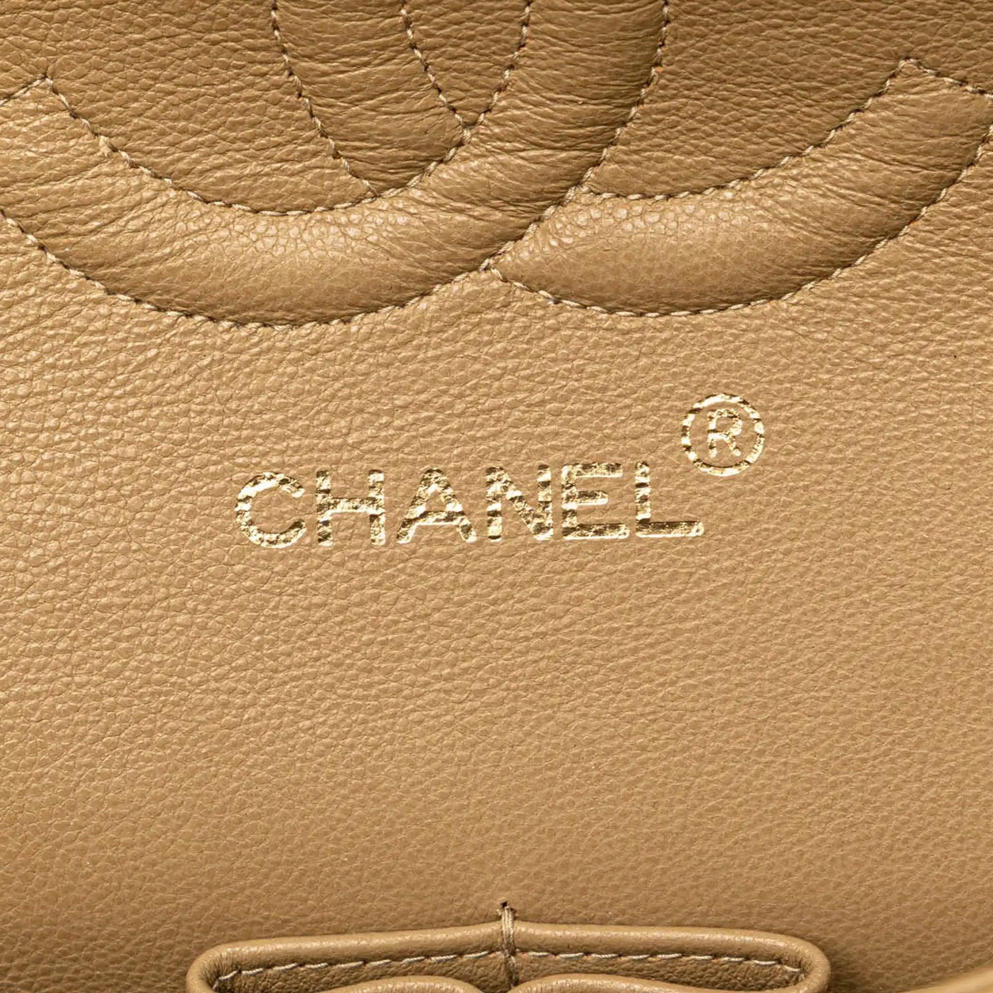 Chanel Classic Double Flap Medium Beige Lambskin Gold