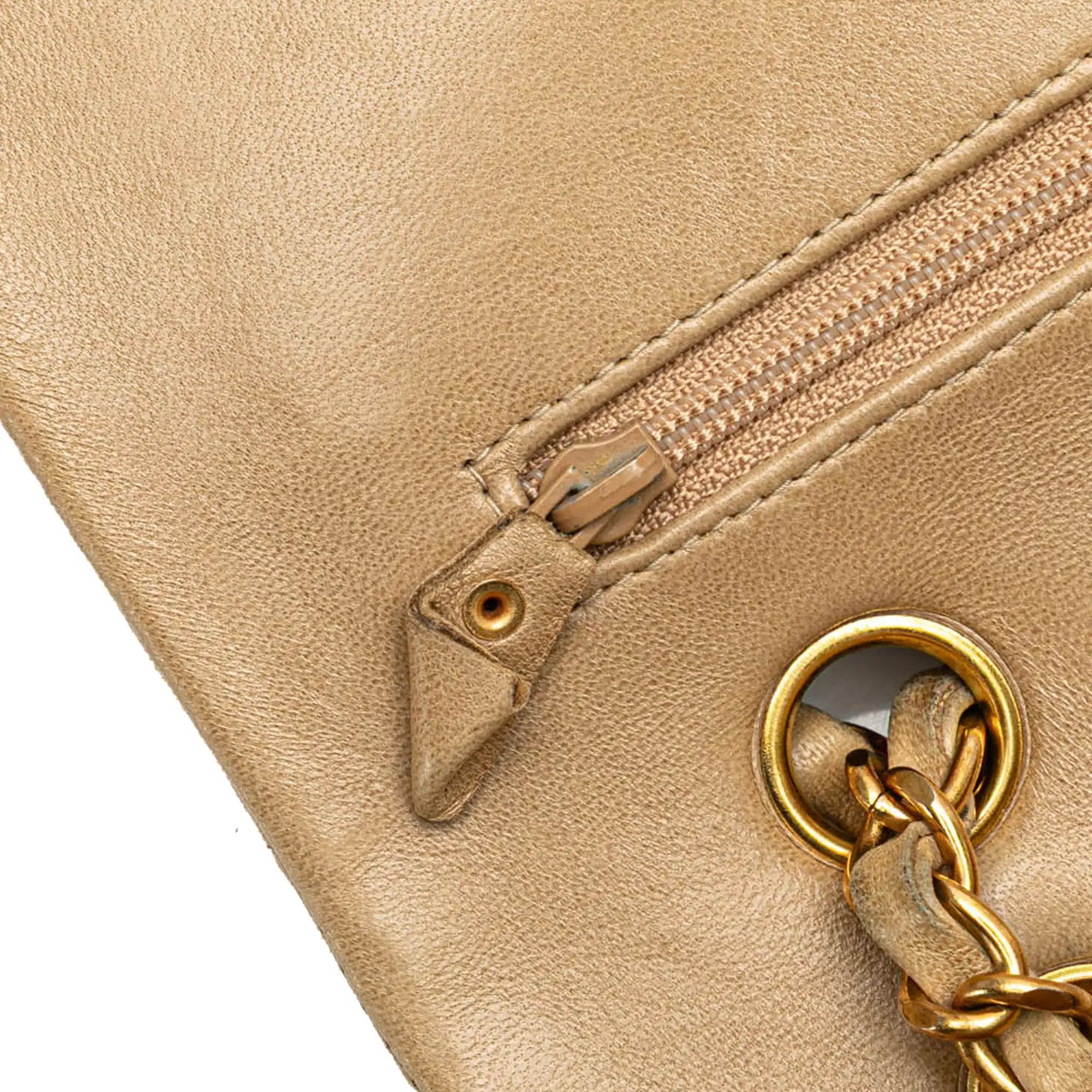 Chanel Classic Double Flap Medium Beige Lambskin Gold