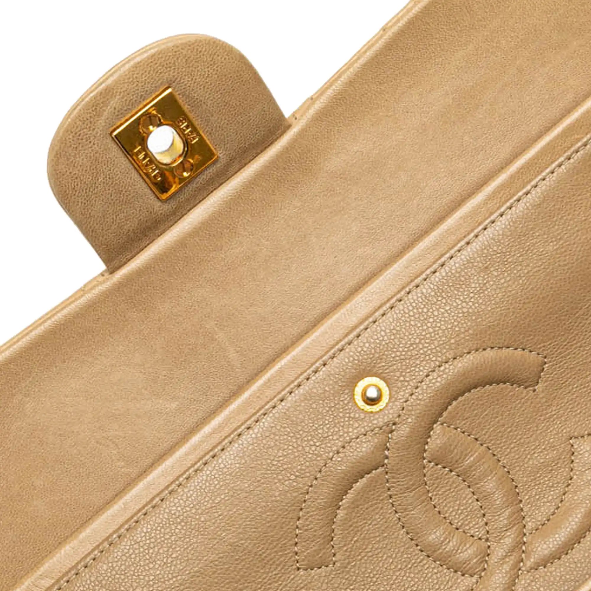 Chanel Classic Double Flap Medium Beige Lambskin Gold