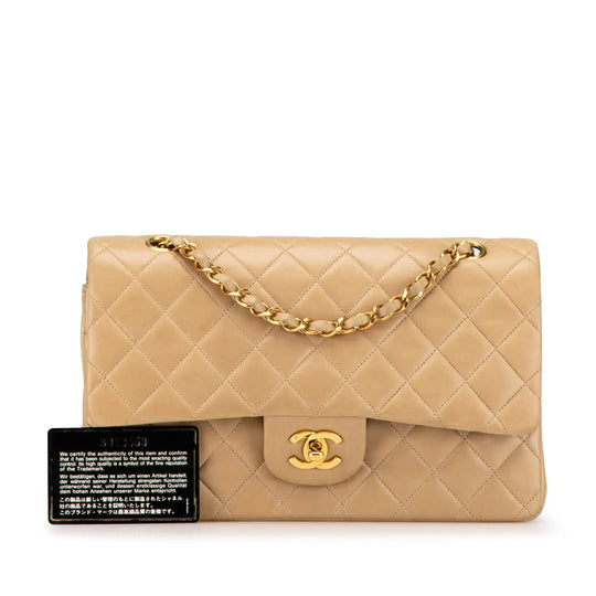 Chanel Classic Double Flap Medium Beige Lambskin Gold