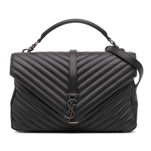 Yves Saint Laurent College Top Handle Bag Large Black