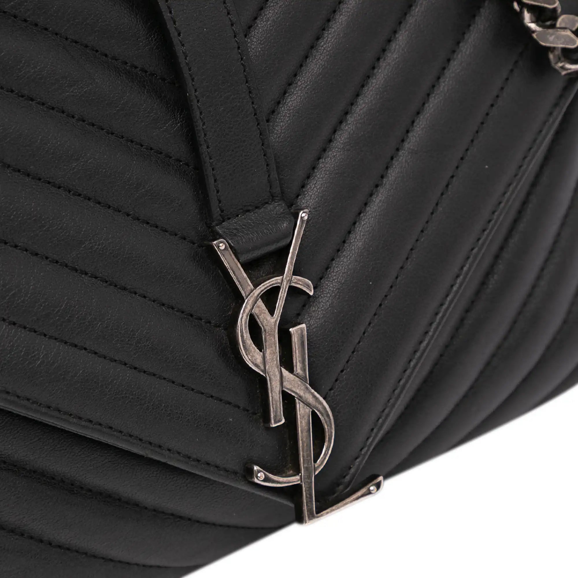 Yves Saint Laurent College Top Handle Bag Large Black