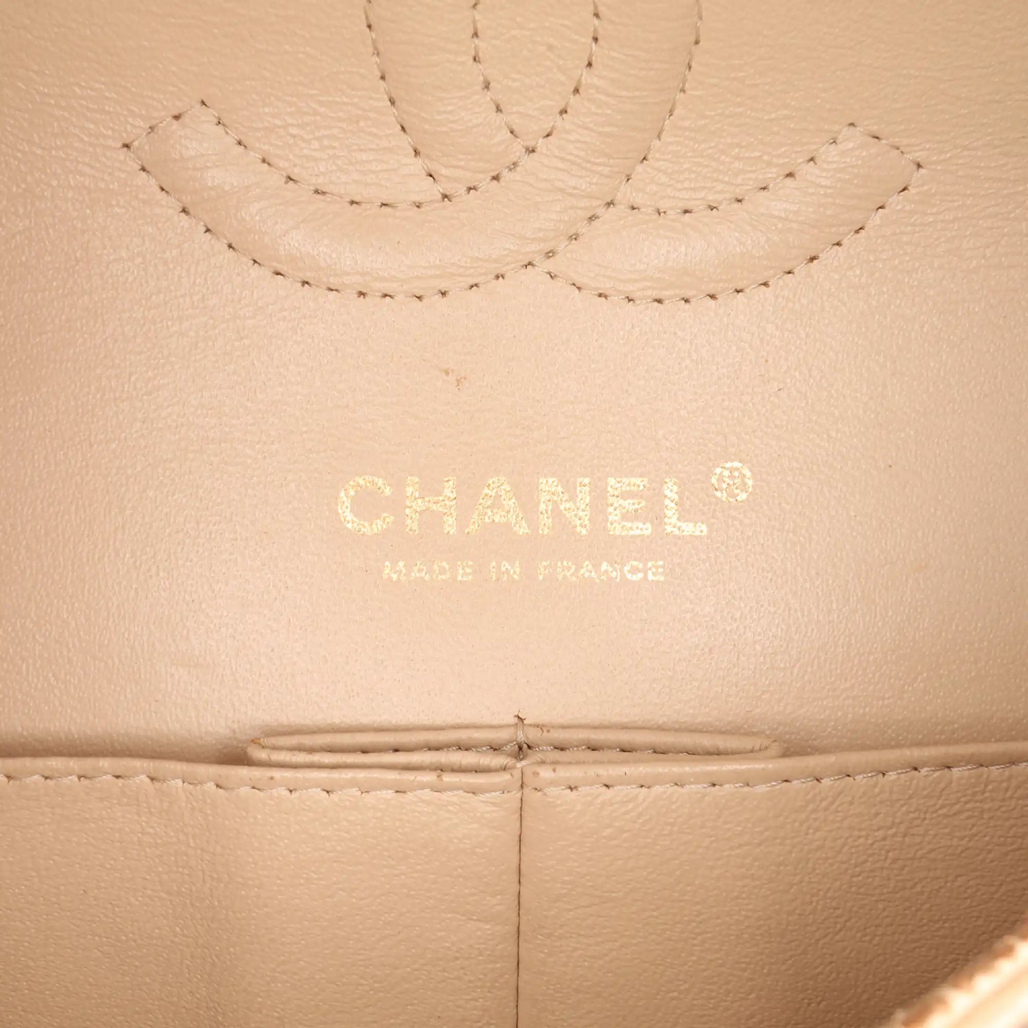 Chanel Classic Double Flap Medium Beige Caviar Gold