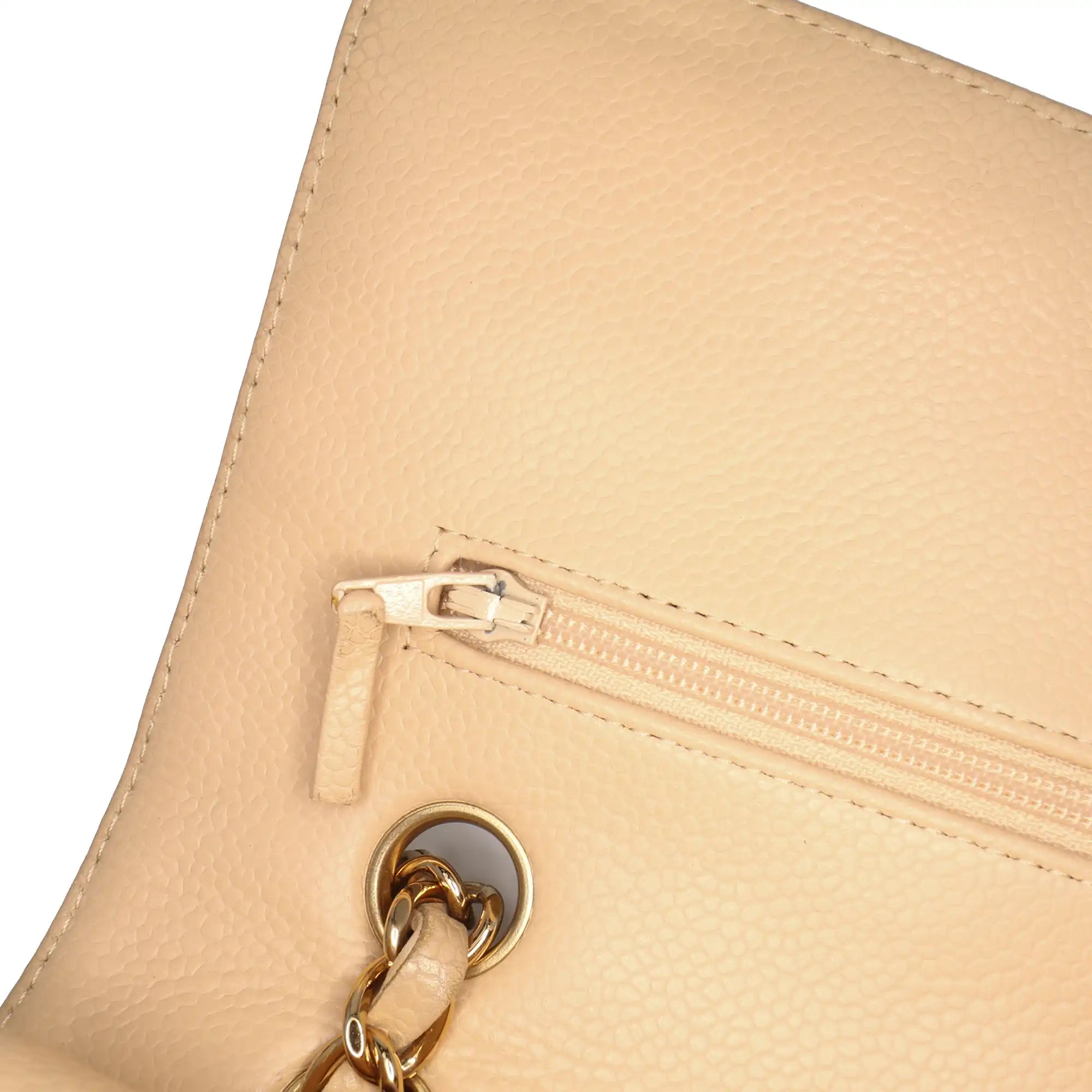 Chanel Classic Double Flap Medium Beige Caviar Gold
