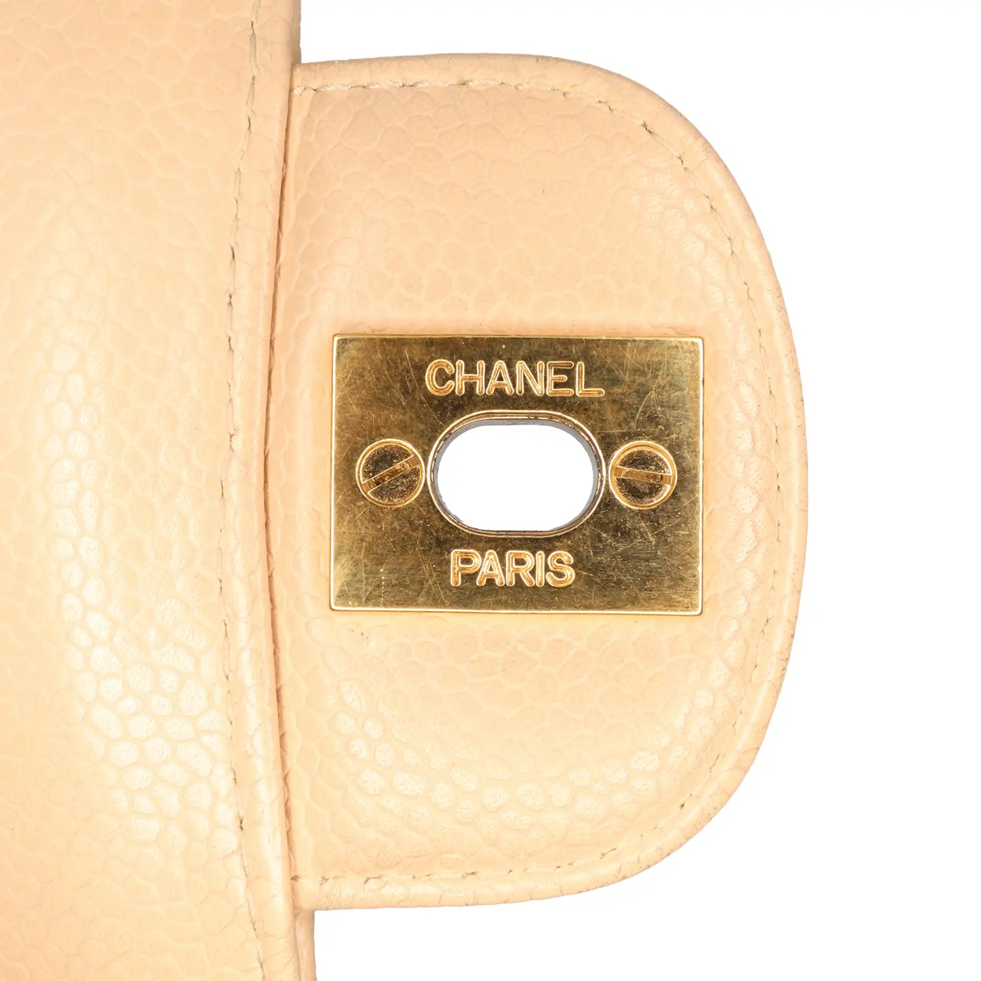 Chanel Classic Double Flap Medium Beige Caviar Gold
