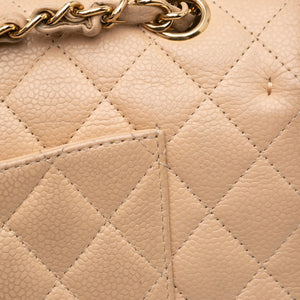 Chanel Classic Double Flap Medium Beige Caviar Gold