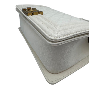 Chanel Boy New Medium White Lambskin Gold