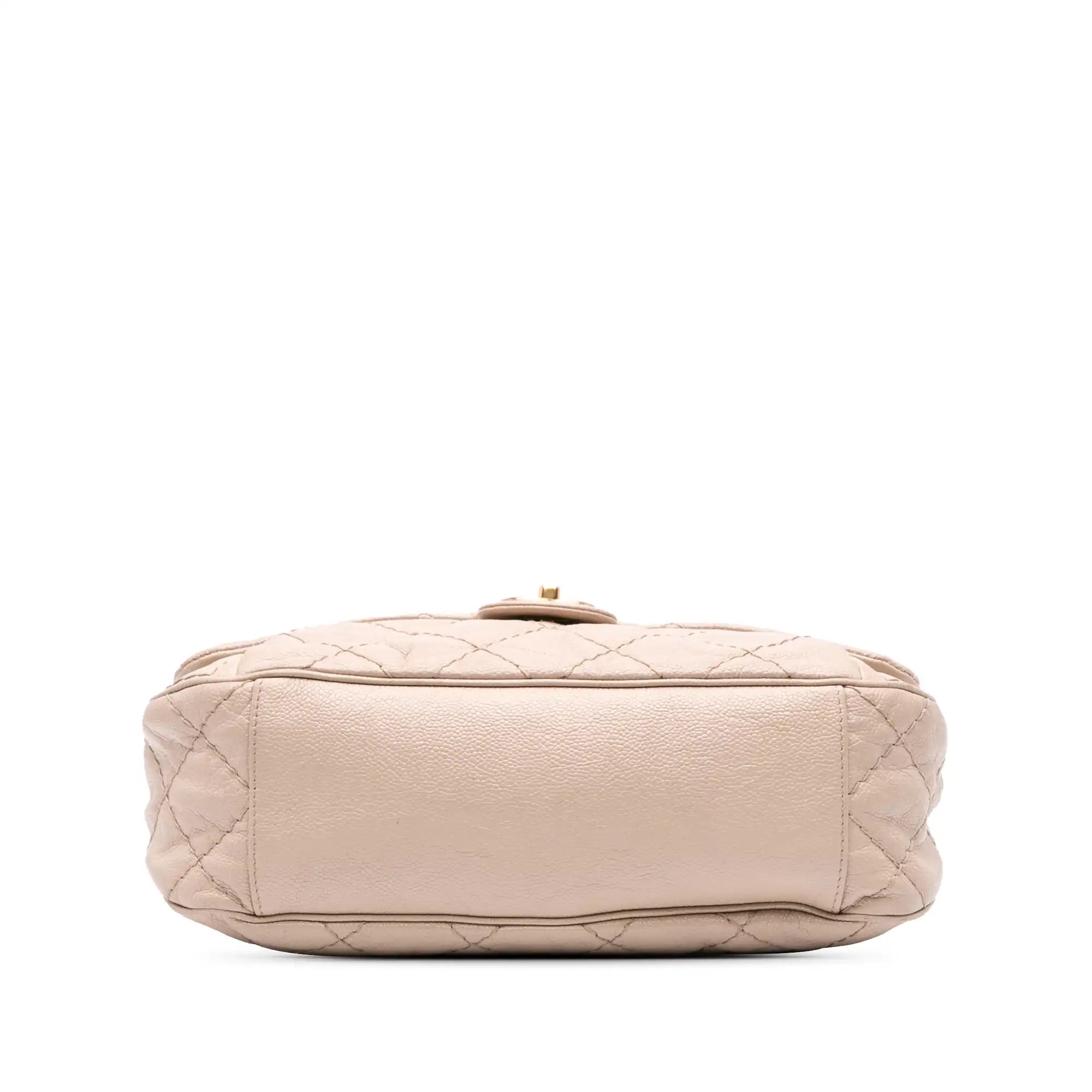 Chanel Coco Pleats Messenger Previous Flap Medium Brown Caviar Gold