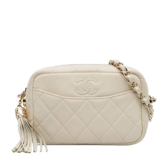 Chanel Camera Bag Small White Lambskin Gold