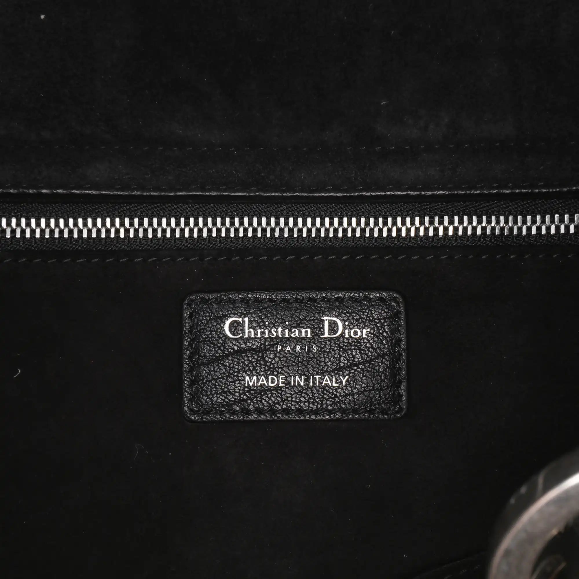 Dior Lady Dior Large Black Grained Lambskin Silver