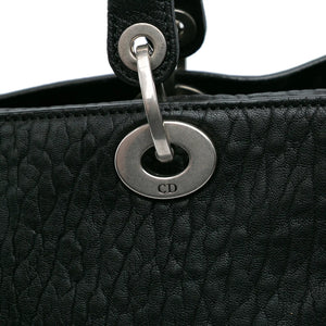 Dior Lady Dior Large Black Grained Lambskin Silver