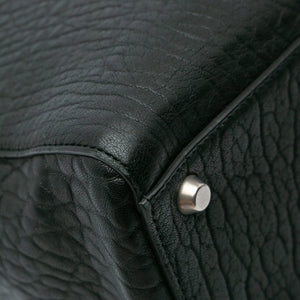 Dior Lady Dior Large Black Grained Lambskin Silver