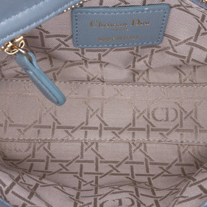 Dior Lady Dior Mini Blue Cannage Lambskin Silver