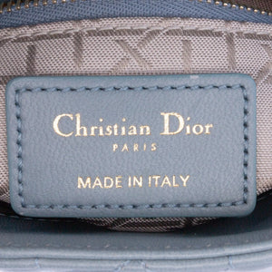 Dior Lady Dior Mini Blue Cannage Lambskin Silver