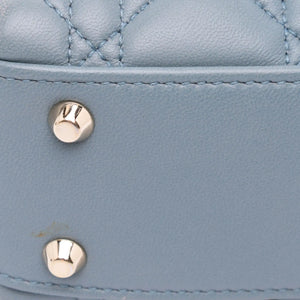 Dior Lady Dior Mini Blue Cannage Lambskin Silver
