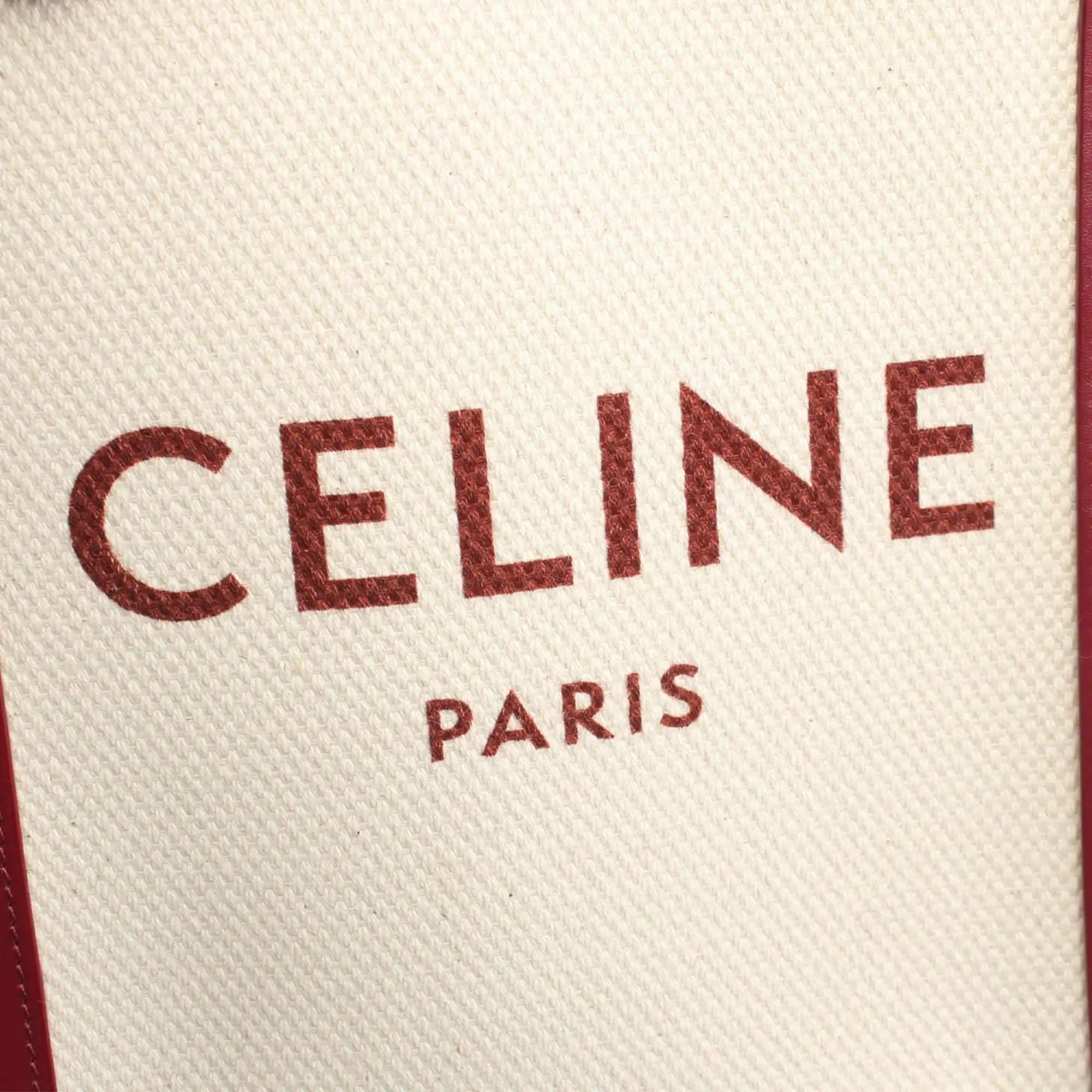 Celine Cabas Vertical Tote Mini Red Canvas