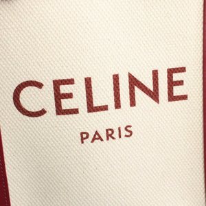 Celine Cabas Vertical Tote Mini Red Canvas