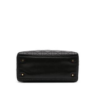 Dior Lady Dior Medium Black Lambskin Gold