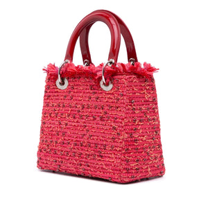 Dior Lady Dior Medium Red Fringe Rhinestone Tweed
